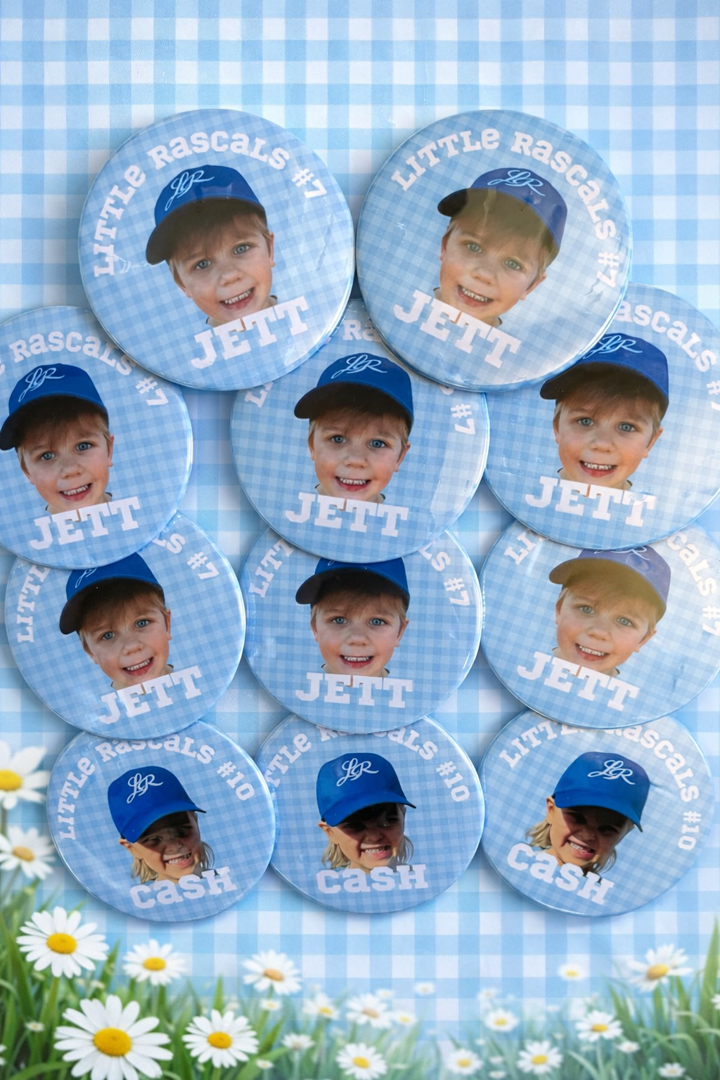 Custom Number + Picture Button- ANY SPORT