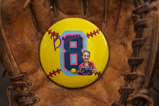 Custom Softball Picture + Number Button