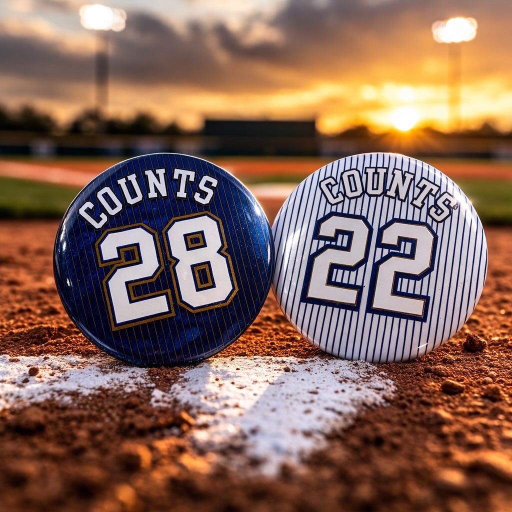 Custom Number Button- Baseball