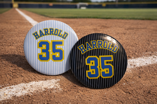 Custom Number Button- Baseball
