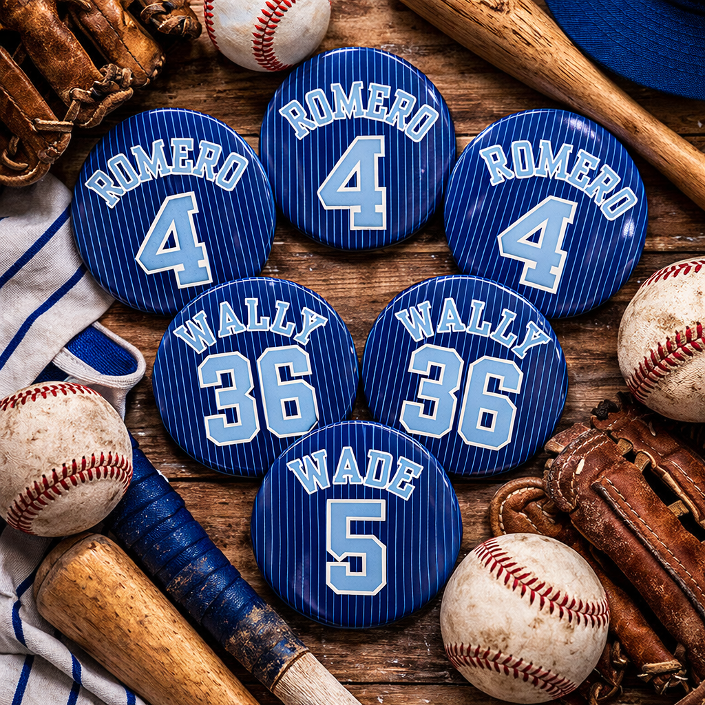 Custom Number Button- Baseball