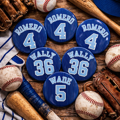 Custom Number Button- Baseball