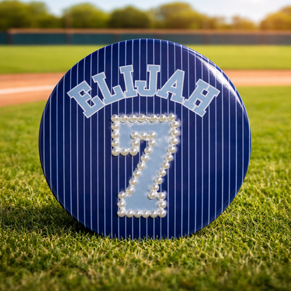 Custom Number Button- Baseball